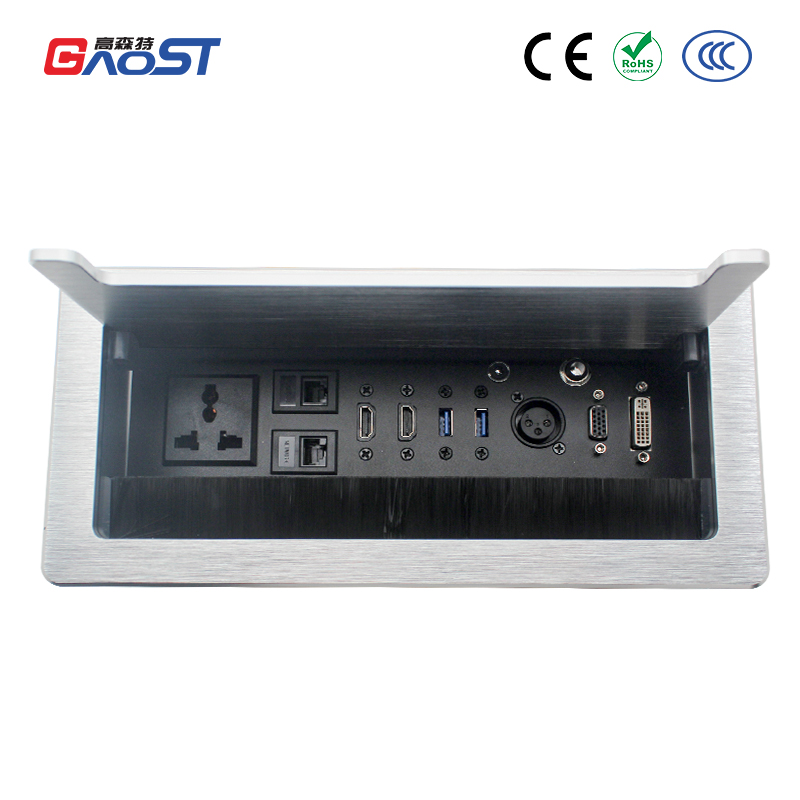 Fast charge conference UAE/UK/SA cable cubbies universal flip up socket ...
